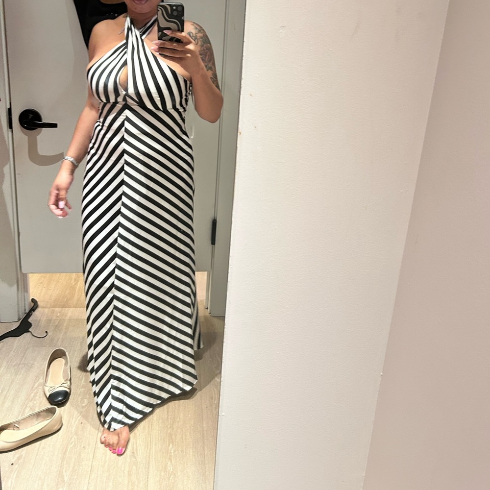 Express Black and White One Shoulder Dress